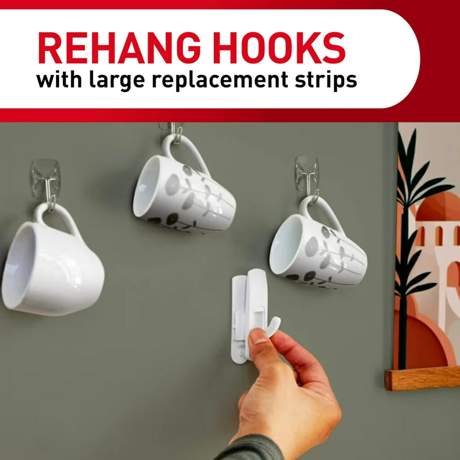 Command Indoor Medium Replacement Strips, 36 Strips, Damage-Free Wall Hanging, Re-Hang Medium Hooks for Home and Wall Decor, Holds up to 3 lb, White Adhesive - Image 3