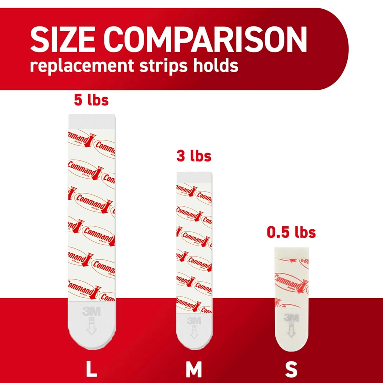 Command Indoor Medium Replacement Strips, 36 Strips, Damage-Free Wall Hanging, Re-Hang Medium Hooks for Home and Wall Decor, Holds up to 3 lb, White Adhesive - Image 5