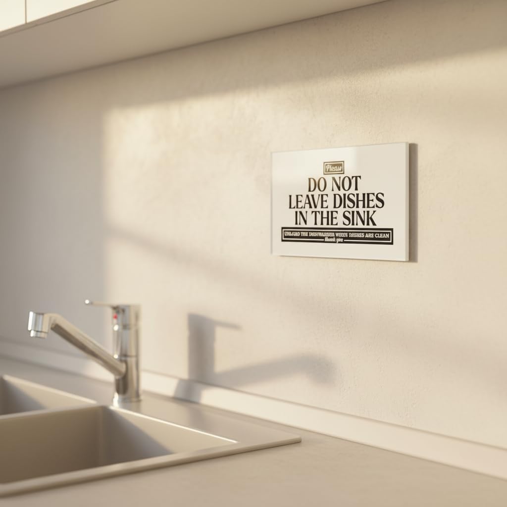 Acrylic Do Not Leave Dishes in Sink Sign, 6x3.5 No Dishes in Sink Sign, Premium Wash Dishes Clean Up After Yourself Signs, Compatible with Airbnb Essentials for Hosts Kitchen Rules Signs Made in USA - Image 8