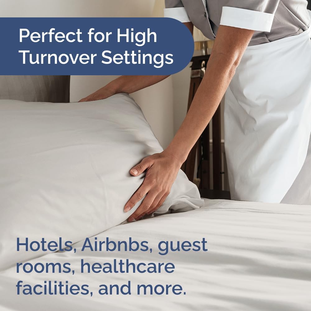 Bulk Case Pack of 20 Flat Sheets - (20) Queen Size Hotel Quality Top Flat Bed Sheets Only - Wholesale Bulk Bedding for Hotels, Spas & Airbnbs - Breathable, Cooling & Wrinkle Free - (Queen, Light Grey) - Image 4