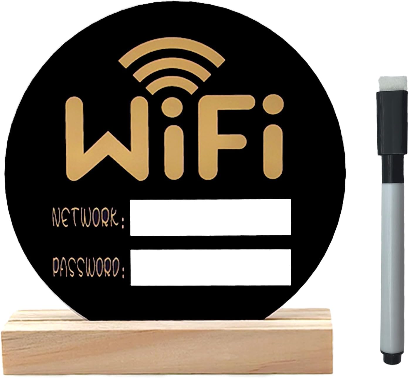 WiFi Sign for Home Air bnb Essentials for Hosts Round Acrylic Wifi Sign for Guests Business Home Restaurant Office Decor Signage Gift Wooden Base Wifi Password Sign for Air bnb Hosts Beach House