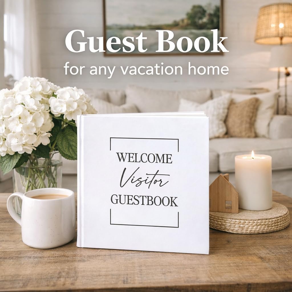 Paper 'n Such Guest Book for Rental House - Vacation Home Welcome Log - Short Term Rentals, Airbnb Essentials for Hosts, Hardcover Welcome Log - 7.5x9 Off White Neutral Color - Image 2
