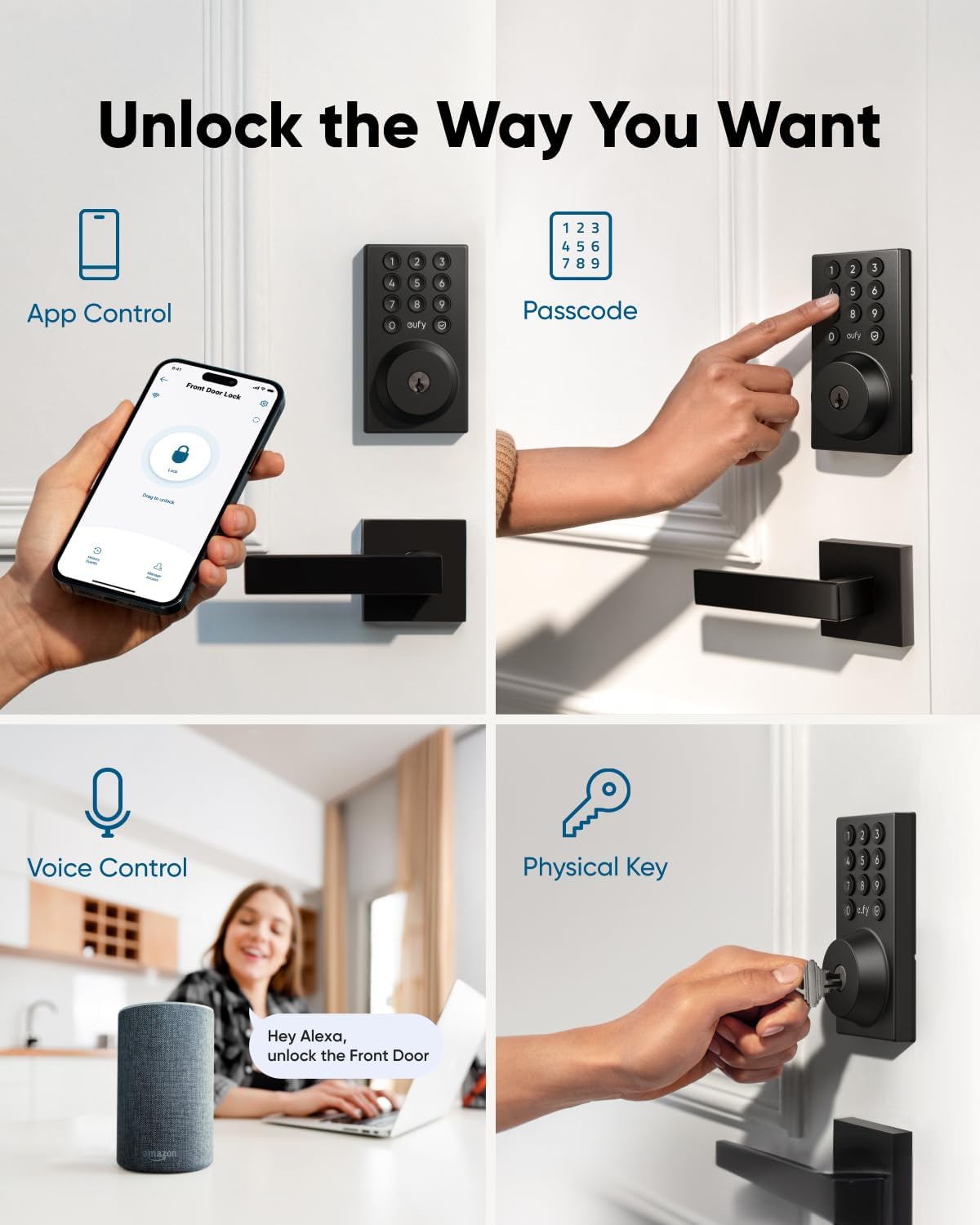 eufy Security Smart Lock C30, Keyless Entry Door Lock, Built-in WiFi Keypad Deadbolt for Front Door, No Bridge Required, Easy Installation, App Remote Control, Reliable Power, BHMA Grade 3 - Image 4