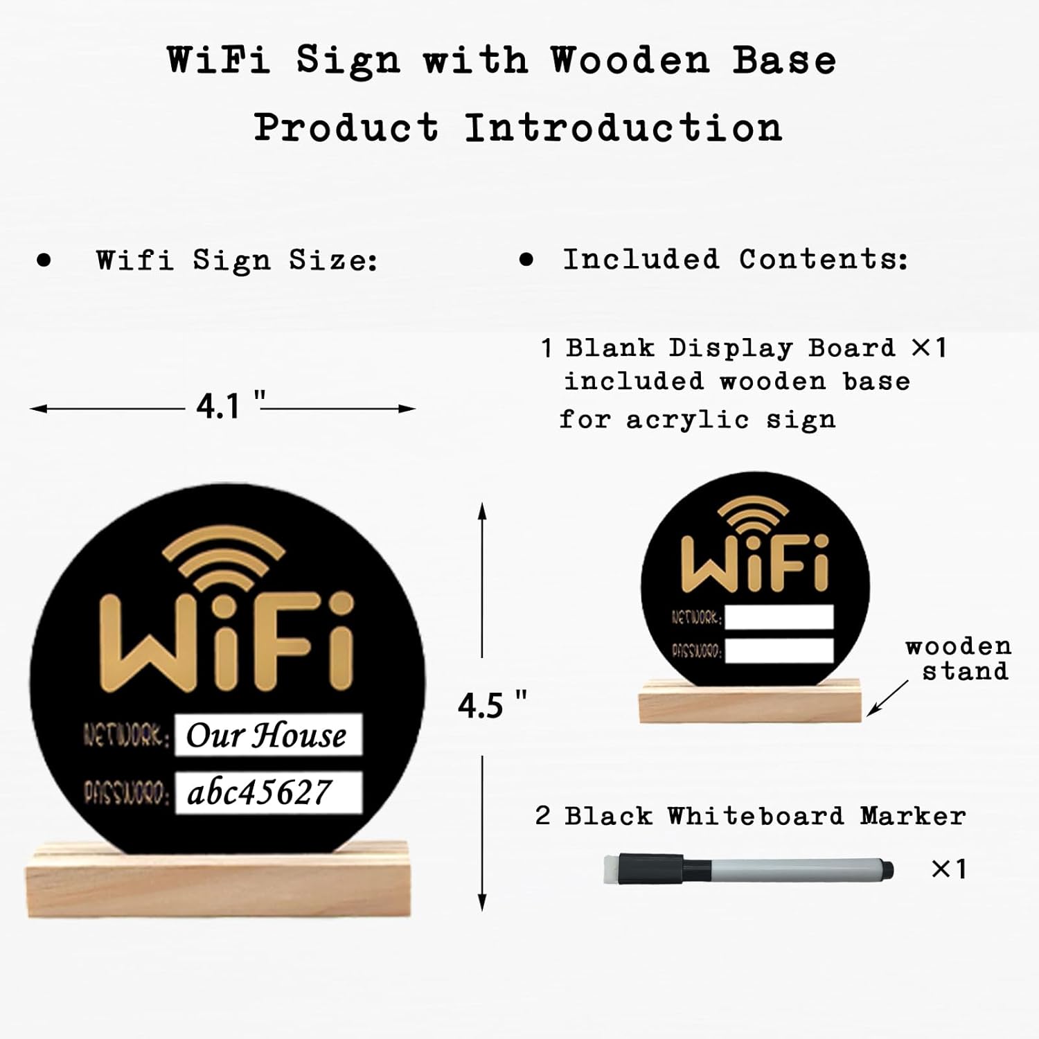 WiFi Sign for Home Air bnb Essentials for Hosts Round Acrylic Wifi Sign for Guests Business Home Restaurant Office Decor Signage Gift Wooden Base Wifi Password Sign for Air bnb Hosts Beach House - Image 5