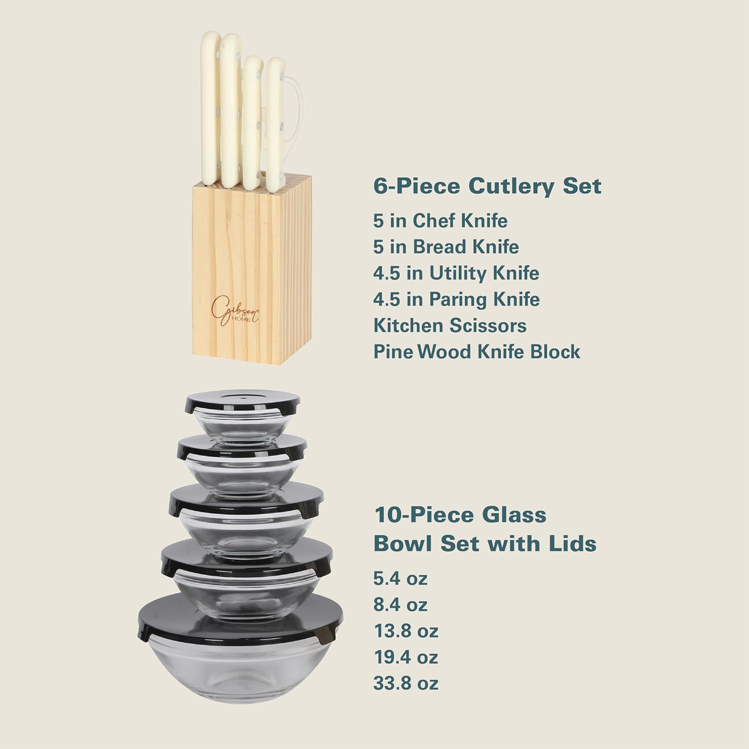 Gibson Home 74 Piece Kitchen in a Box Pots and Pans Cookware, Plates and Bowls Dinnerware, Cutlery Knife Block, Flatware Utensils, Tools & Gadgets, Storage, Glasses Set - Image 4