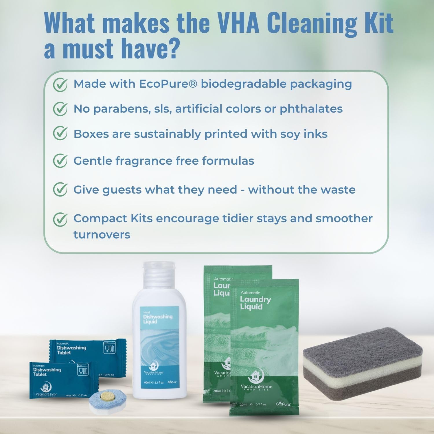 Air bnb Essentials for Hosts, Kitchen & Laundry Amenities - Dish Soap, Dishwasher Tablets, Kitchen Sponge & Travel Laundry Detergent, Pre-Packed in Premium Boxed Amenity Kits, 20 Kits - 120 pcs - Image 6