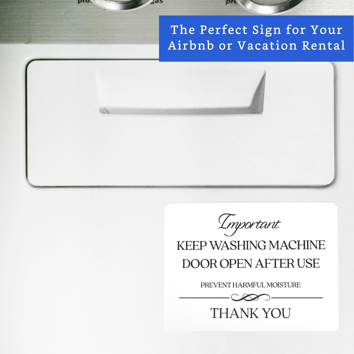 Keep Washing Machine Door Open After Use Sign (Magnet 4.75 x 3.5 in) - Airbnb Essentials for Hosts Signs - Vrbo Essentials for Hosts - Airbnb, Vrbo and Short-Term Rental Sign - Image 5