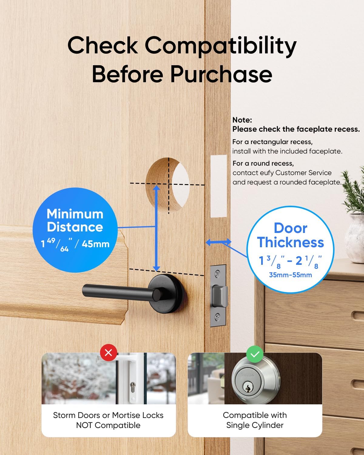 eufy Security Video Smart Lock E330, 3-in-1 Camera+Doorbell+Fingerprint Keyless Entry Door Lock, Smart Built-in Wi-Fi Deadbolt for Front Door, Auto Lock, App Remote Control, Easy Installation - Image 9