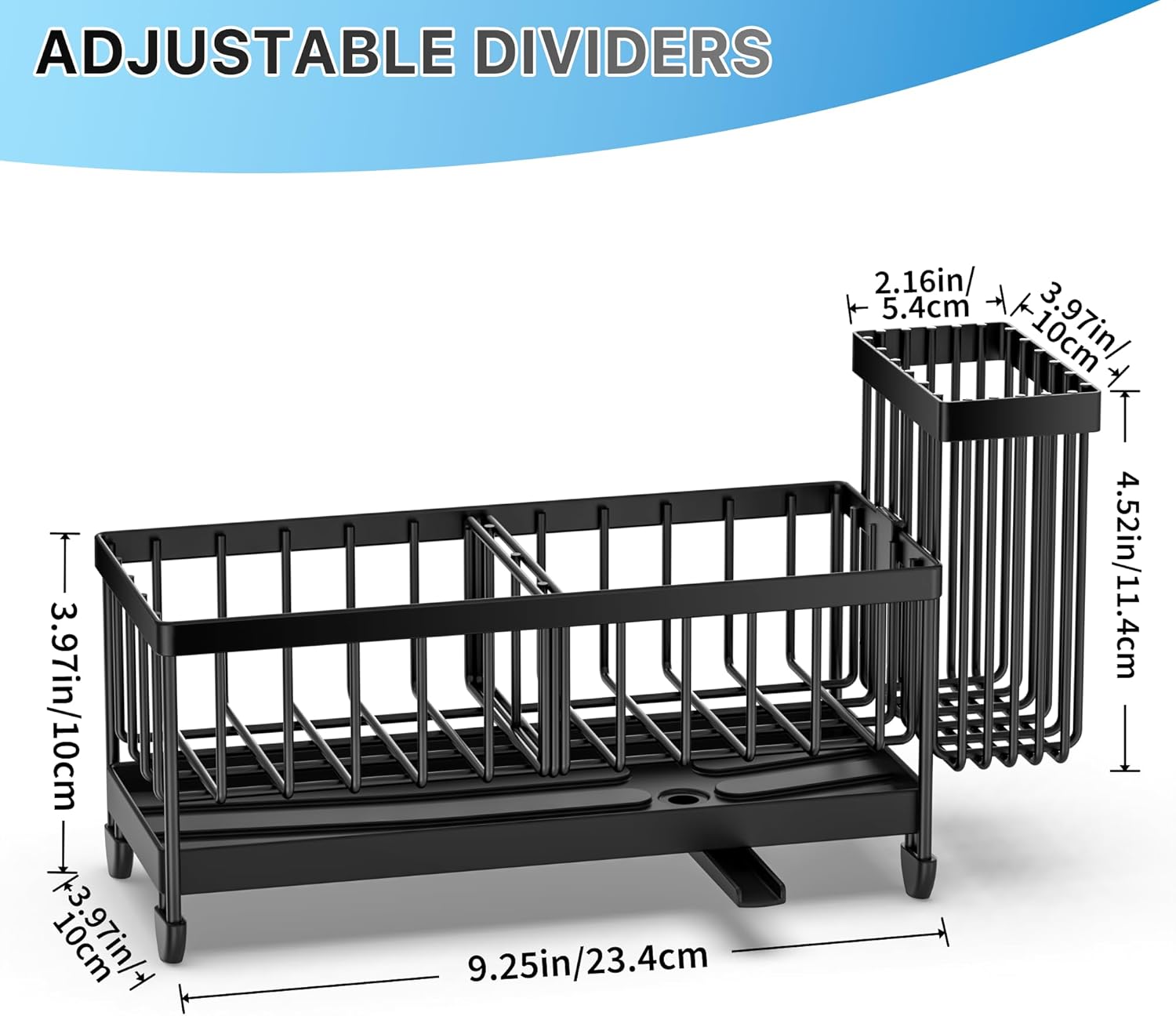 Cisily Sponge Holder for Kitchen Sink, Sink Caddy Organizer with High Brush Holder, Kitchen Countertop Organizers and Storage Essentials, Rustproof 304 Stainless Steel (Black, 9.25″) - Image 5