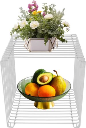 Silver Square Side Table 13.8in Cub...