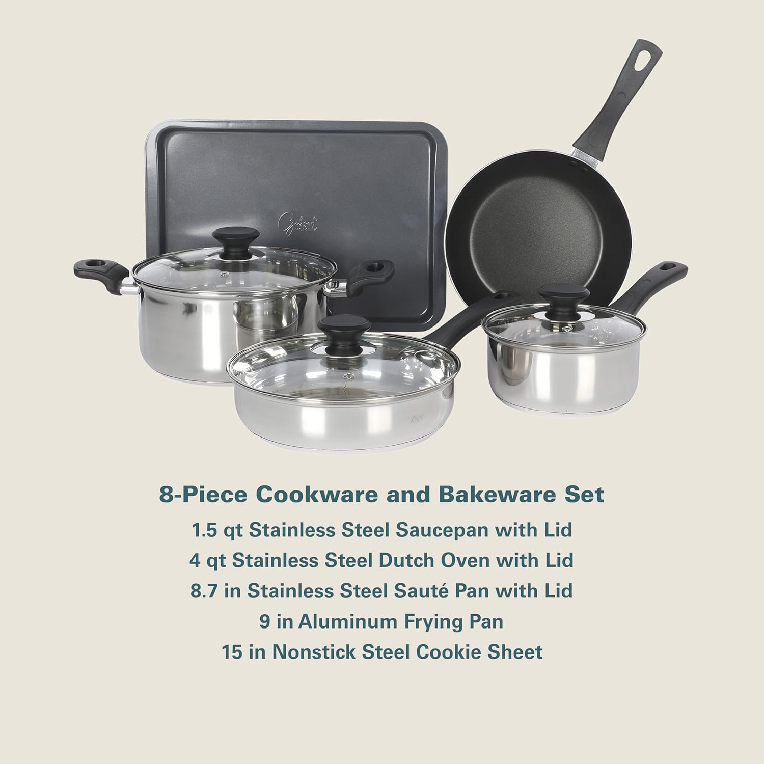 Gibson Home 74 Piece Kitchen in a Box Pots and Pans Cookware, Plates and Bowls Dinnerware, Cutlery Knife Block, Flatware Utensils, Tools & Gadgets, Storage, Glasses Set - Image 3