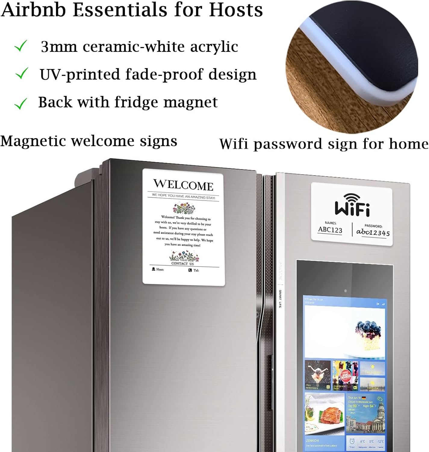 5 Acrylic Air BnB Sign Bundle, Magnetic Welcome Signs | Wifi Password Fridge Magnet, House Rules – Do Not Flush for Bathroom Toilet Guests | No Smoking Signage | STR Host | Rental Home | VRBO Signs - Image 5