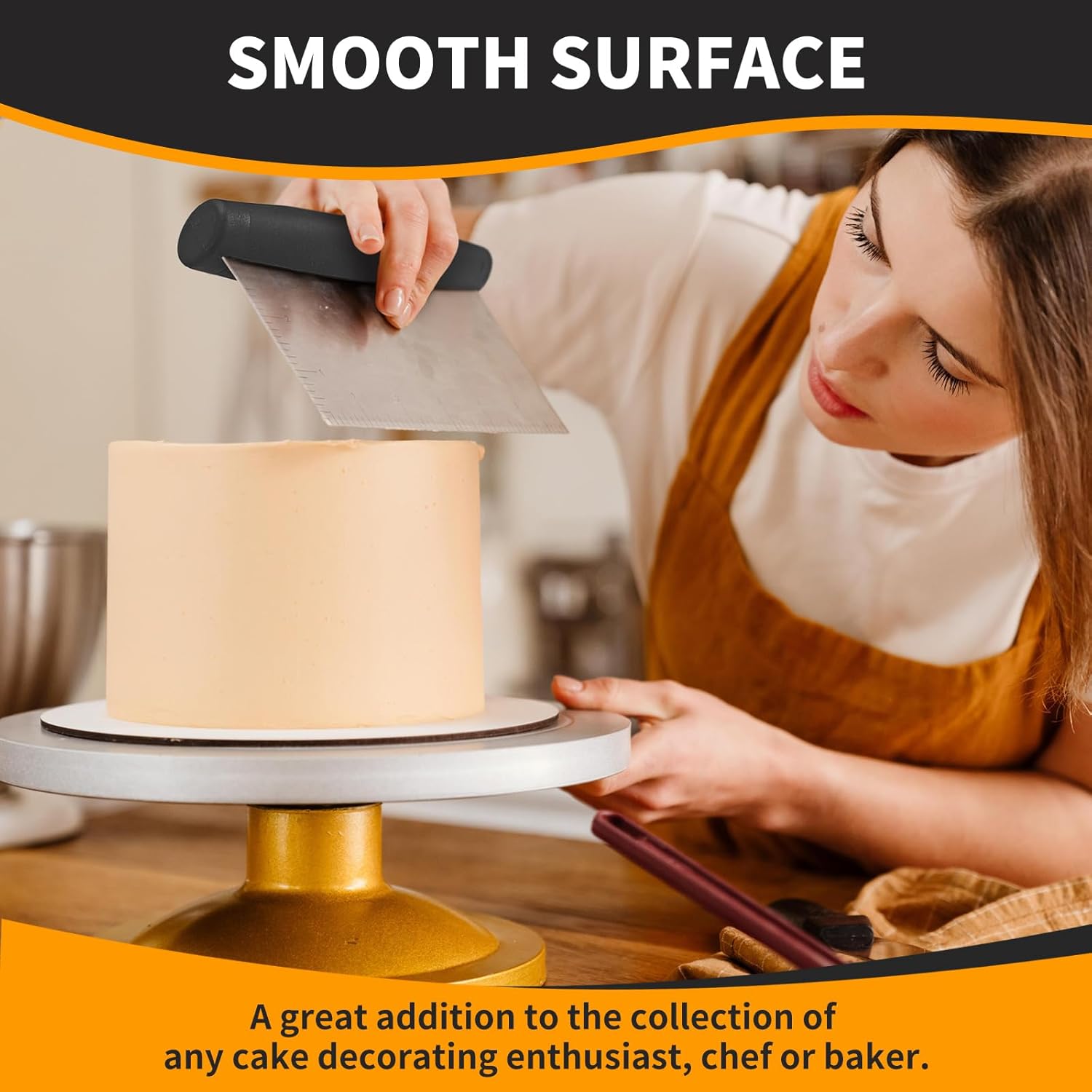 ALLTOP Bench Scraper & Chopper for Kitchen - Ideal Baking Essential Utensil,Stainless Steel Pastry/Dough/Food Cutter Tool for Cake Pizza Bread,Cooking - 1 Pack,Black - Image 6
