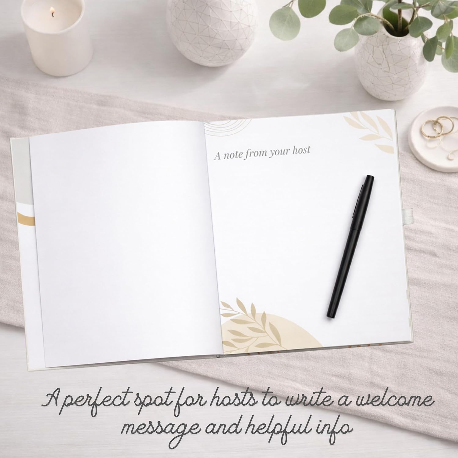 Paper 'n Such Guest Book for Rental House - Vacation Home Welcome Log - Short Term Rentals, Airbnb Essentials for Hosts, Hardcover Welcome Log - 7.5x9 Off White Neutral Color - Image 4