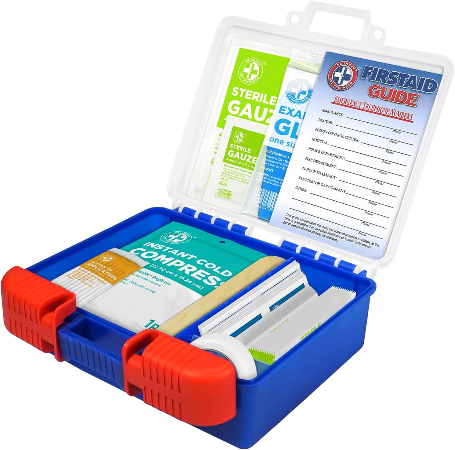 Be Smart Get Prepared 110 pc First Aid Kit: Clean, Treat, Protect Minor Cuts, Home, Office, Car, School, Business, Travel, Emergency, Outdoor, Camping & Sports, FSA/HSA (Packaging may vary) - Image 2