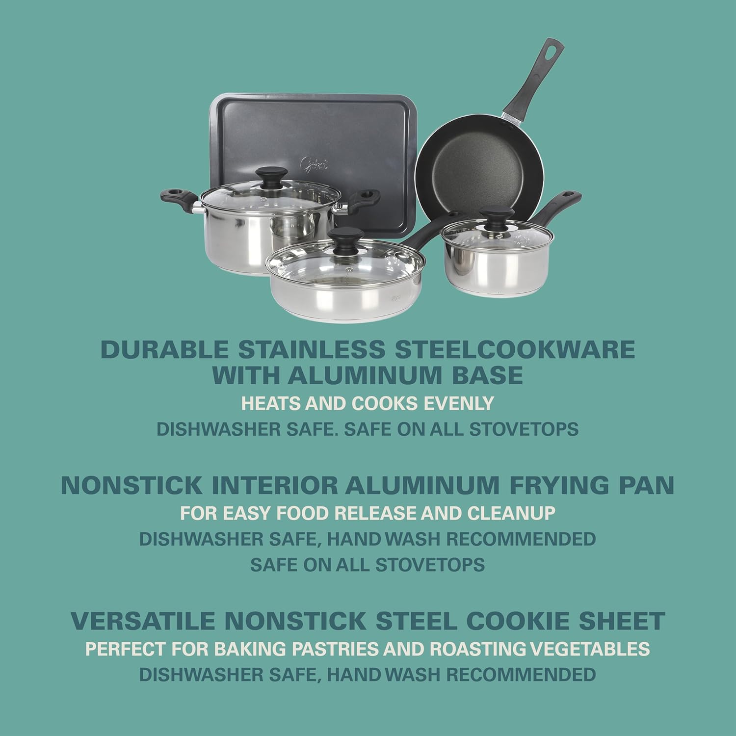 Gibson Home 74 Piece Kitchen in a Box Pots and Pans Cookware, Plates and Bowls Dinnerware, Cutlery Knife Block, Flatware Utensils, Tools & Gadgets, Storage, Glasses Set - Image 7