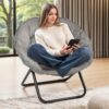 Folding Faux Fur Saucer Chair,Porta...