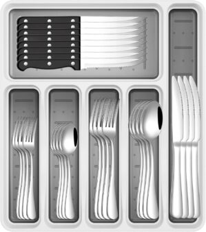 49-Piece Silverware Set with Organi...