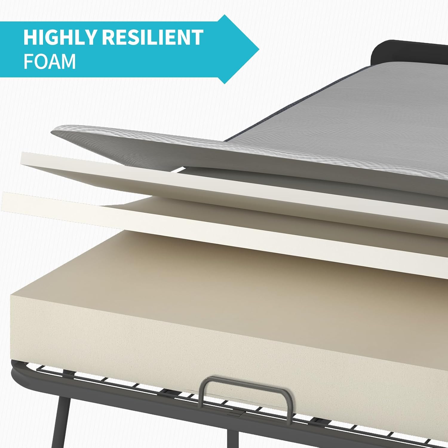 CECER Folding Bed with Mattress, 75" x 31" Rollaway Bed for Adults, 5 inch Thick Foam Mattress,Cot Size Portable Foldable Bed with Headboard & Sturdy Metal Frame,Fold Up, Roll Away - Image 6