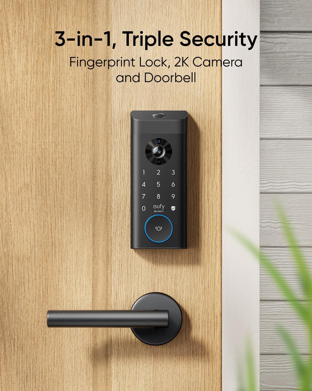 eufy Security Video Smart Lock E330, 3-in-1 Camera+Doorbell+Fingerprint Keyless Entry Door Lock, Smart Built-in Wi-Fi Deadbolt for Front Door, Auto Lock, App Remote Control, Easy Installation - Image 2