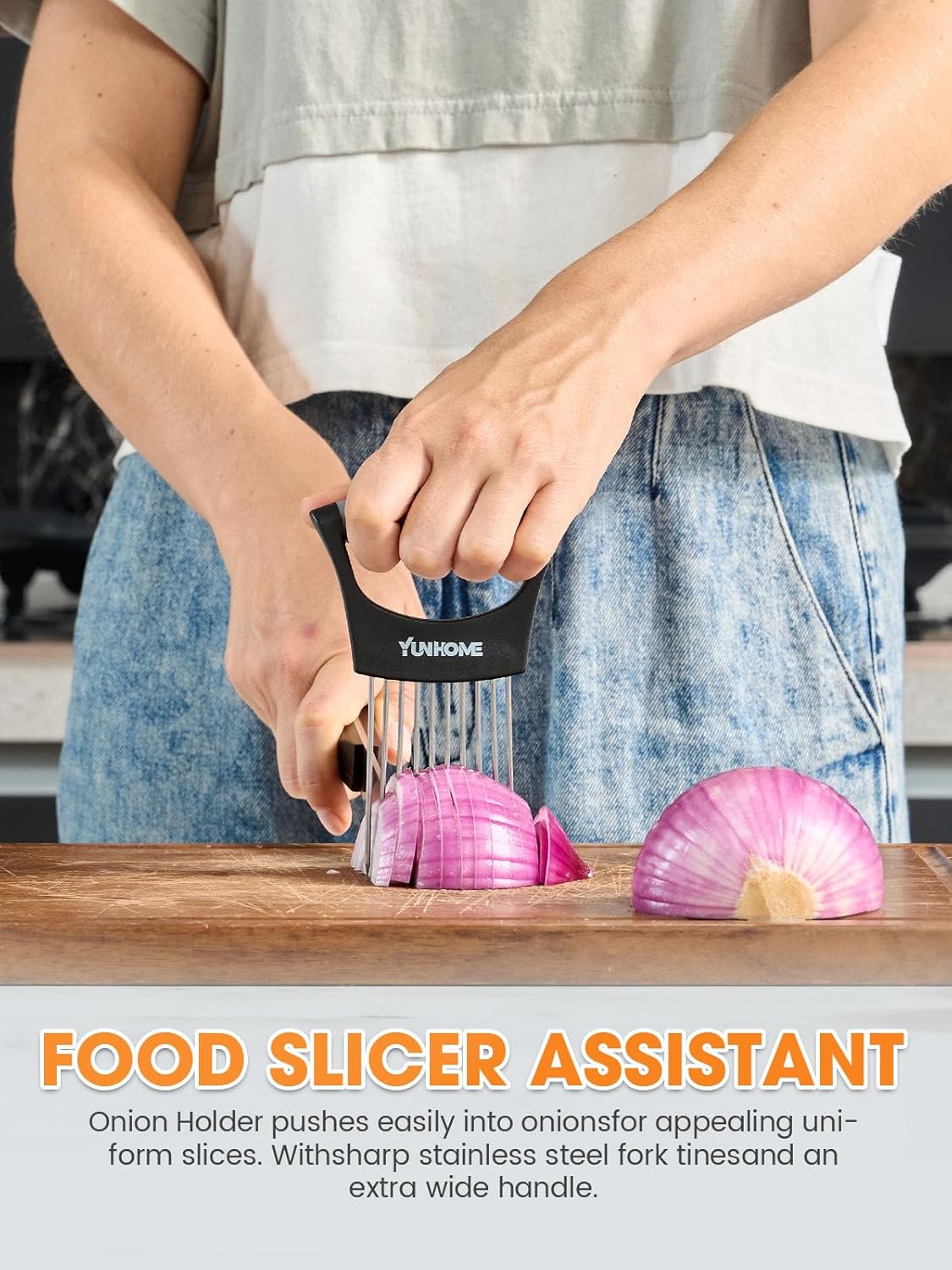 Onion Holder for Slicing | Onion Slicer Holder | Tomato Cutter for Slicing of Lemon Avocados Eggs and Fruit, Multifunctional Vegetable Chopper, Home Essentials & Kitchen Gadgets Tool for Food Prep - Image 3