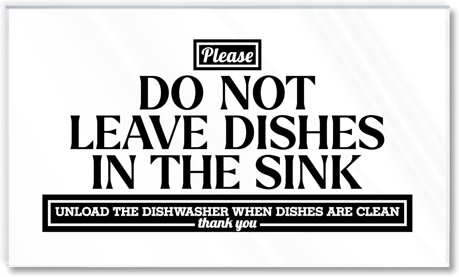 Acrylic Do Not Leave Dishes in Sink Sign, 6x3.5 No Dishes in Sink Sign, Premium Wash Dishes Clean Up After Yourself Signs, Compatible with Airbnb Essentials for Hosts Kitchen Rules Signs Made in USA