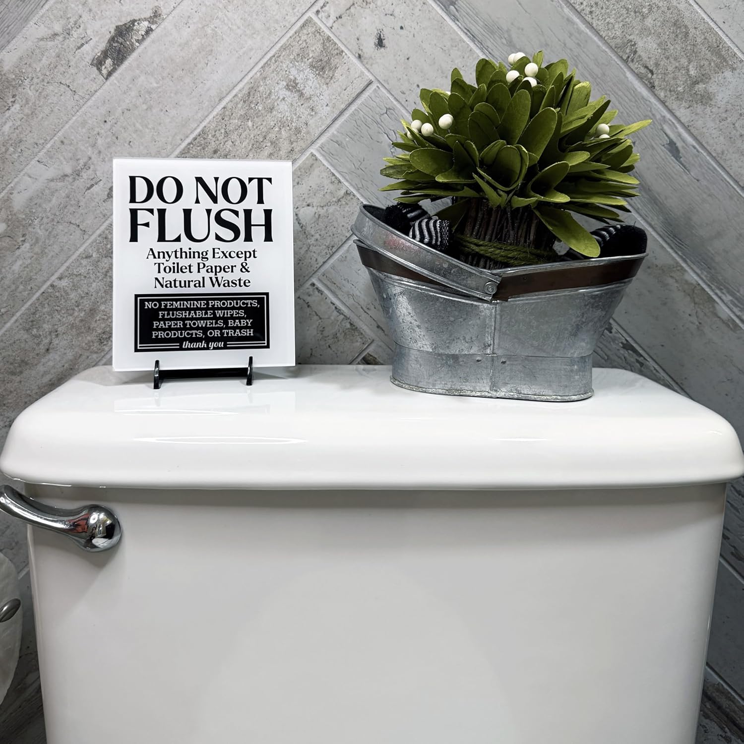Acrylic Do Not Flush Sign for Bathroom, 5x6 Please Do Not Flush Feminine Products Sign, White No Flushing Anything Except Toilet Paper Signs, Compatible with Airbnb Essentials for Hosts, USA Made - Image 8