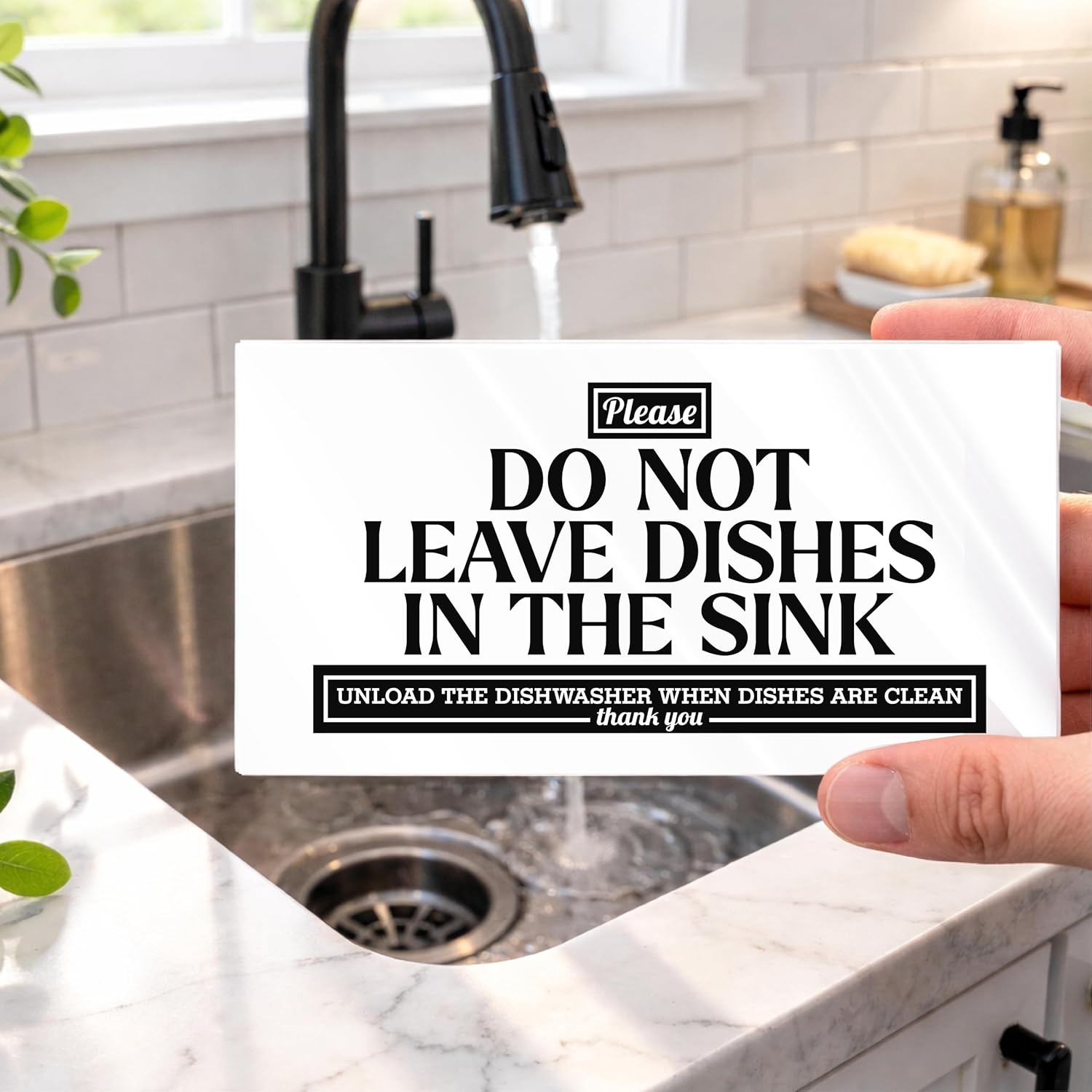 Acrylic Do Not Leave Dishes in Sink Sign, 6x3.5 No Dishes in Sink Sign, Premium Wash Dishes Clean Up After Yourself Signs, Compatible with Airbnb Essentials for Hosts Kitchen Rules Signs Made in USA - Image 6