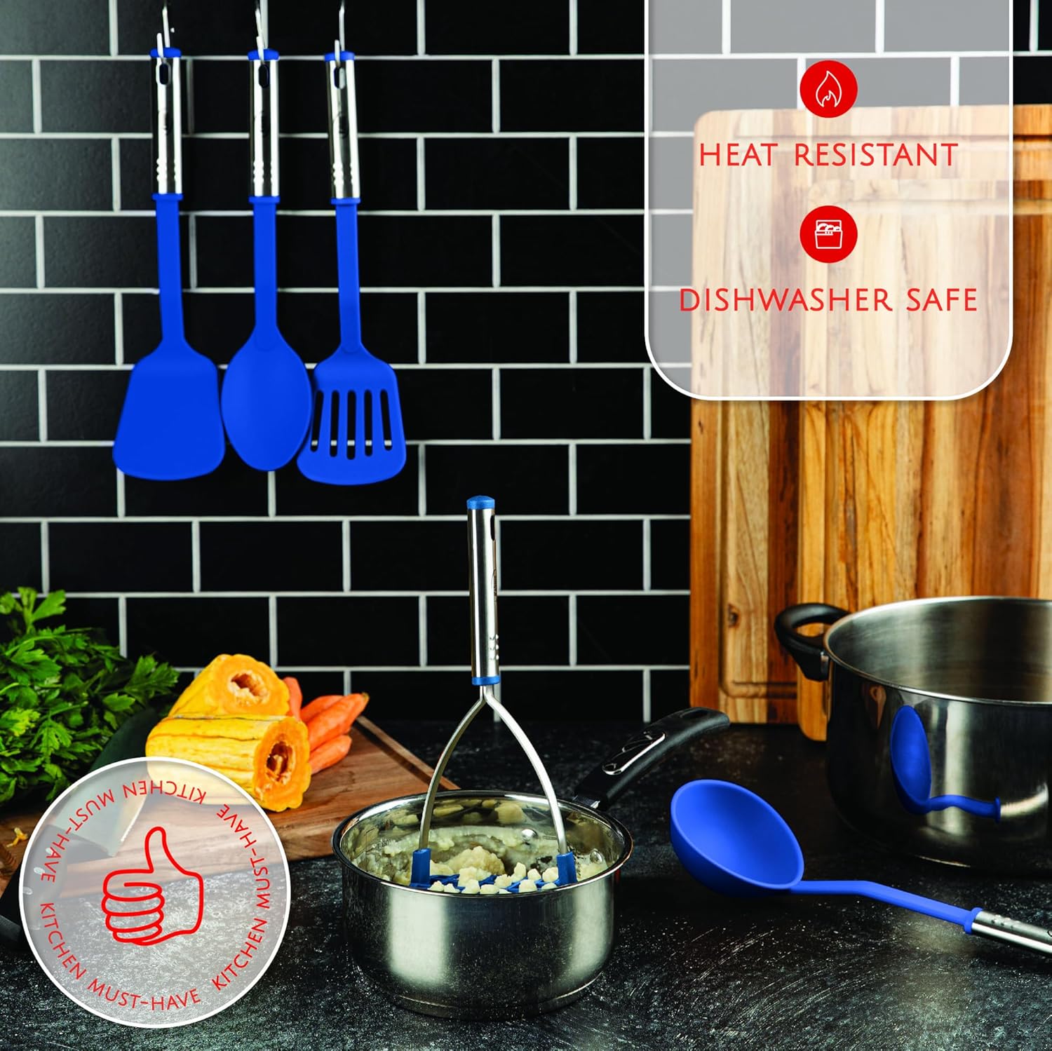 Kitchen Utensils Set 35 PCS Cooking Utensils Set, Nonstick and Heat Resistant Nylon Stainless Steel Silicone Spatula Set - Kitchen Gadgets Home Essentials Kitchen Accessories, Apartment Must Haves - Image 3