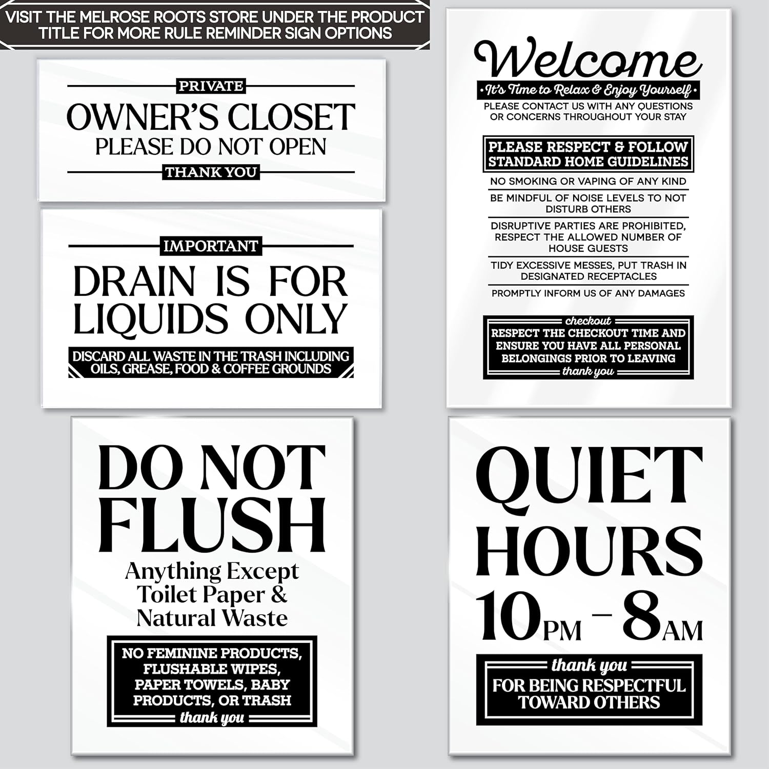 Acrylic 6x3.5 Checkout Instructions Sign, Leave Used Towels in the Bathroom Sign, Towels Signs Compatible with Airbnb Essentials for Hosts, Guest Checkout Reminder Signs, Air Bnb Essentials, Made USA - Image 8