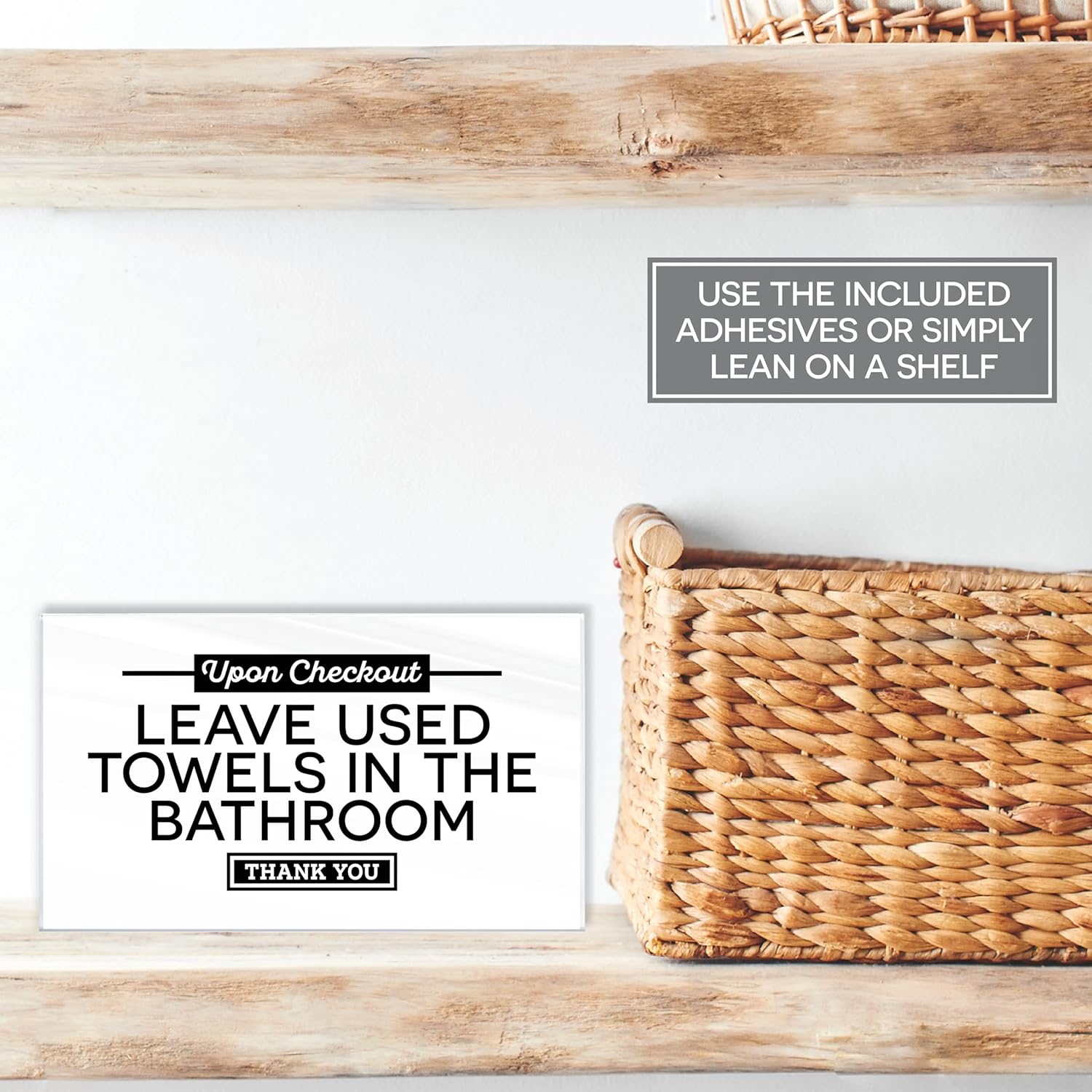 Acrylic 6x3.5 Checkout Instructions Sign, Leave Used Towels in the Bathroom Sign, Towels Signs Compatible with Airbnb Essentials for Hosts, Guest Checkout Reminder Signs, Air Bnb Essentials, Made USA - Image 5