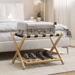 Fully Assembled Bamboo Luggage Rack...