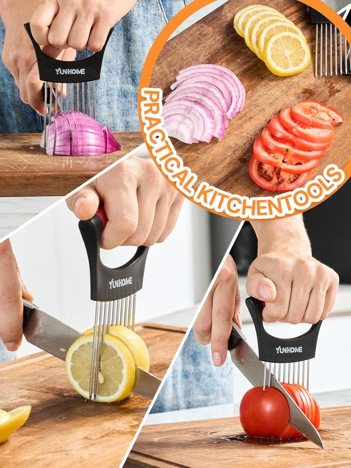 Onion Holder for Slicing | Onion Slicer Holder | Tomato Cutter for Slicing of Lemon Avocados Eggs and Fruit, Multifunctional Vegetable Chopper, Home Essentials & Kitchen Gadgets Tool for Food Prep - Image 8