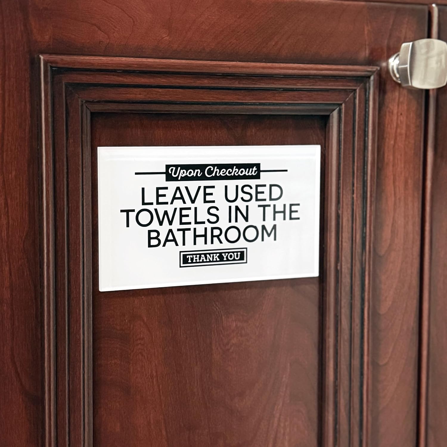 Acrylic 6x3.5 Checkout Instructions Sign, Leave Used Towels in the Bathroom Sign, Towels Signs Compatible with Airbnb Essentials for Hosts, Guest Checkout Reminder Signs, Air Bnb Essentials, Made USA - Image 9