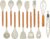 Kitchen Utensils Set – 12 Pcs Silicone Cooking Utensils Set with Wooden Handle – Heat Resistant Non-Stick BPA Free Spatula Set,Turner, Spoon, Brush, Silicone Kitchen Gadgets Utensil Set