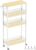 YBING Slim Storage Cart 4-Tier Rolling Kitchen Utility Cart White Narrow Laundry Storage Cart on Wheels and Wood Table Top Mobile Shelving Unit Organizer Trolley for Bathroom Small Space 7.3″ W