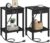 VIMBER Side Table with Charging Station, Set of 2 End Tables with USB Port and Outlets, Nightstands with 2-Tier Storage Shelves, Sofa Table for Small Space, Living Room, Bedroom Black 102B2