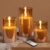 Eywamage Gold Glass Flameless Pillar Candles with Remote, Flickering Christmas LED Candles Battery Operated Set of 3