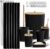 Clara Clark Bathroom Accessories Set – Bathroom Set, Bathroom Accessory Set, Shower Curtain Set, Toilet Brush, Trash Can & Soap Dispenser – Black – 20PC