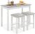 Giantex 3-Pieces Dining Table Set for 2, Counter Height Table with 2 Bar Stools, Wood Legs, Dinette Set for Small Space, Breakfast Nook, Kitchen, Dinner (White/Grey)