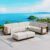L Shaped Patio Furniture,Outdoor Rattan Wicker Sectional Sofa with 10”Ultra-Thick Cushions,All Weather Patio Conversation Set for Lawn Garden Backyard,Beige